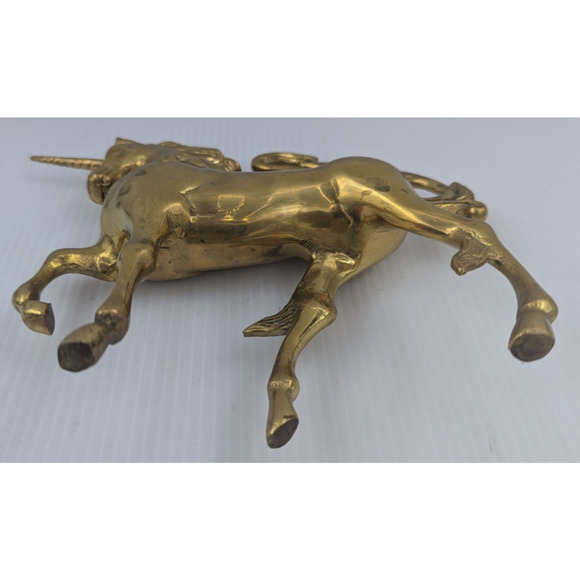 Vintage Solid Brass Mythical Unicorn Figurine Statue 3+ lbs. - Picture 8 of 11